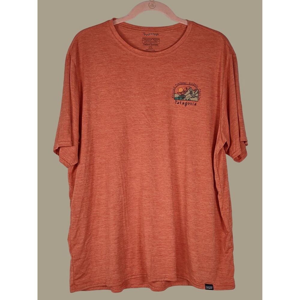 Patagonia Mens Orange Capilene Cool Daily Graphic T-Shirt Size XL
